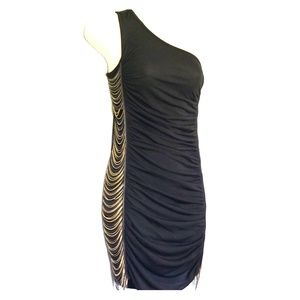 Sexy One Shoulder Bodycon Dress Chain Side